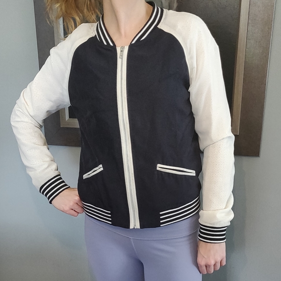 Navy blue & white baseball bomber - Picture 4 of 5